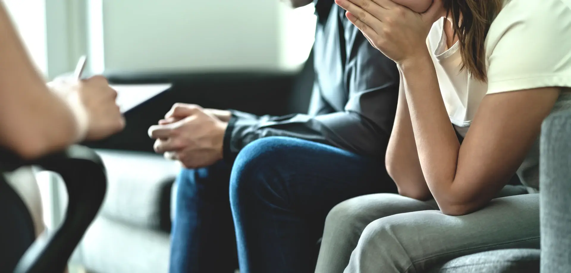 Couple sitting together during mediation